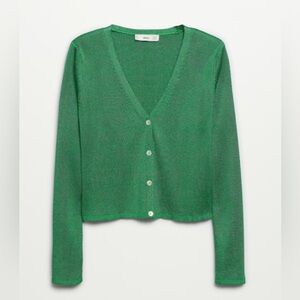 Mango V-Neck Green Cardigan